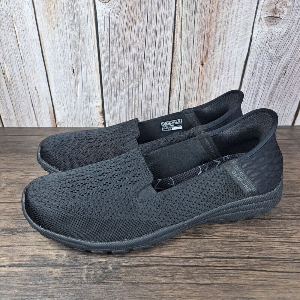 Skechers Reggae Fest 2.0 Slip In Guiding Light Women's Sz 7.5 Black 158698 (GUC)